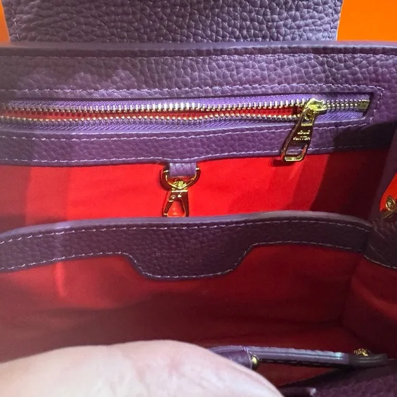 Louis Vuitton style Plum Capucine Crossbody Bag in leather with dust bag - Picture 4 of 8